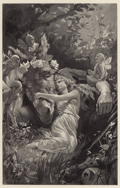 Duerme, entonces, dijo la Reina, y te envolveré en mis brazos, ¡oh, cómo te amo! ¡cómo te adoro! de Harold Copping