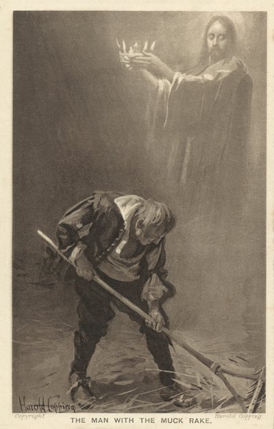 El hombre del rastrillo de estiércol (litografía) de Harold Copping
