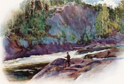 La caída de la luna, cerca de Bala, distrito del lago Muskoka de Harold Copping