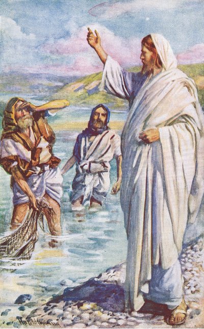 La llamada de Andrés y Pedro, ilustración de Harold Copping Pictures: The Crown Series, c.1920s de Harold Copping
