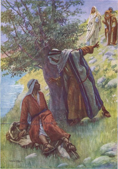 El llamado de Natanael, ilustración de Pictures That Teach The Crown Series, 1920 de Harold Copping
