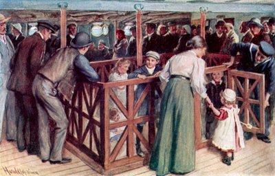 El arenero de los niños entre cubiertas en el SS Empress of Britain de Harold Copping