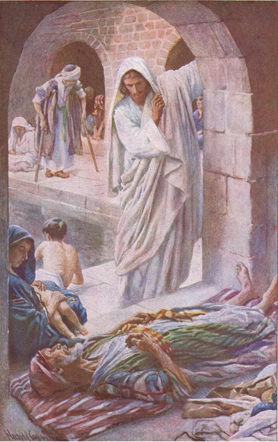 El estanque de Betesda, ilustración de Harold Copping Pictures: The Crown Series, c.1920s de Harold Copping