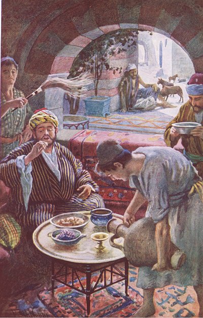 El hombre rico y Lázaro, ilustración de Harold Copping Pictures: The Crown Series, c.1920s de Harold Copping