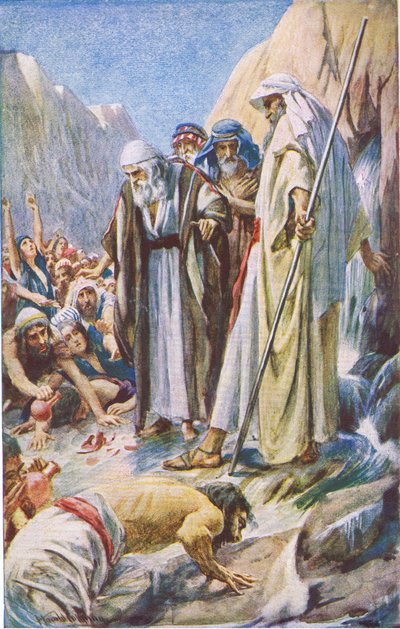 El golpe de la roca, ilustración de Imágenes que Enseñan La Serie de la Corona, 1920 de Harold Copping