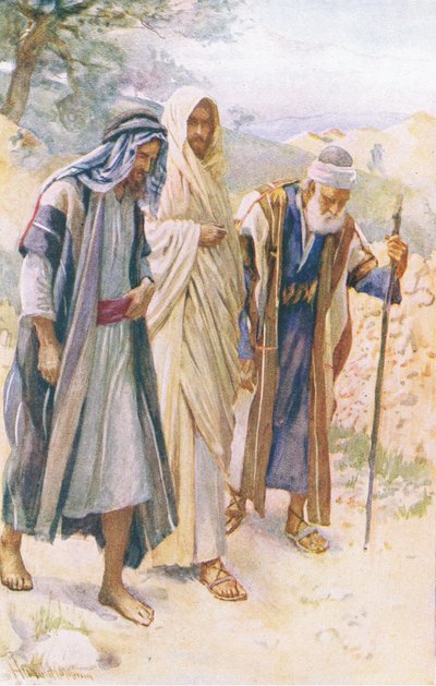 El camino a Emaús, ilustración de Harold Copping Pictures: The Crown Series, c.1920s de Harold Copping