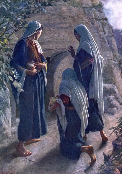 La mujer en el Sepulcro (litografía a color) de Harold Copping