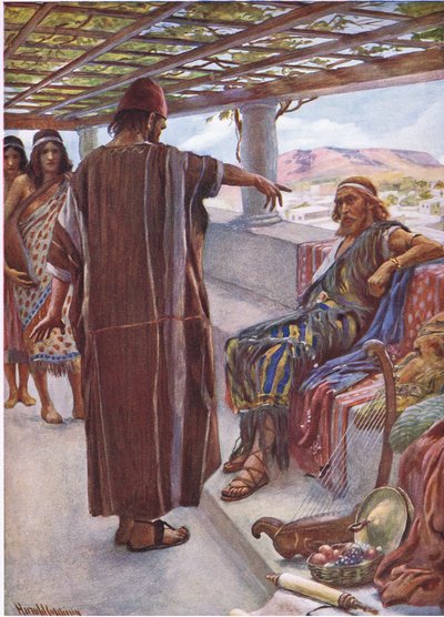 Tú eres el hombre, ilustración de Pictures That Teach The Crown Series, 1920 de Harold Copping