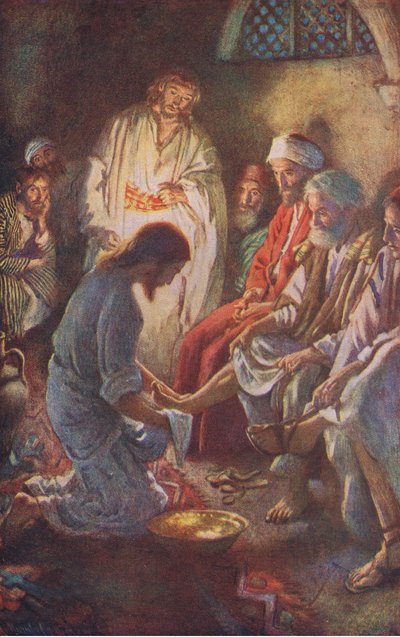 Lavando los pies de los discípulos, ilustración de Harold Copping Pictures: The Crown Series, c.1920s de Harold Copping