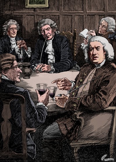 El Dr. Johnson conversando con sus amigos de Harold Edward Hughes Nelson