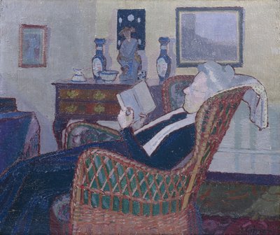 Interior con la madre del artista 1917-18 (óleo sobre lienzo) de Harold Gilman