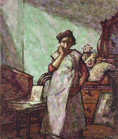 Interior con la Sra. Mounter en un Delantal de Harold Gilman