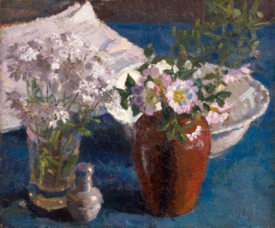 Naturaleza muerta: Flores sobre una mesa, c. 1909 (óleo sobre lienzo) de Harold Gilman