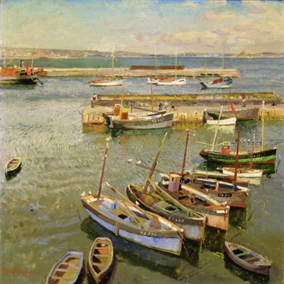 Barcos, puerto de Newlyn de Harold Harvey