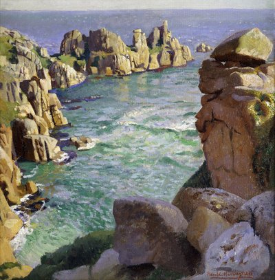 Logans Rock, playa de Porthcurno, Cornualles de Harold Harvey