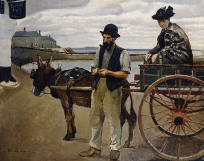 Hombre con una mujer en un carro de Harold Harvey