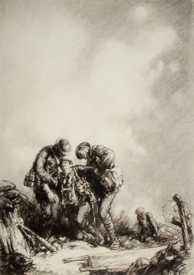 Camilleros (lápiz sobre papel) de Harold James Mowat