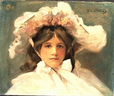 Niña con un sombrero eduardiano de Harold Oakley