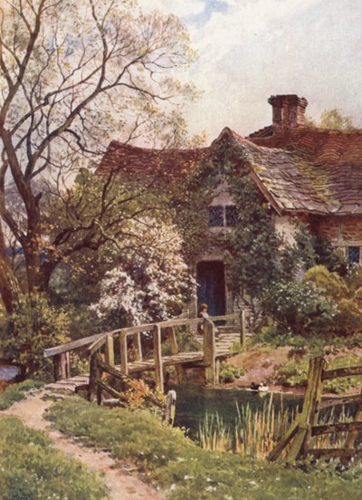 An Ancient Cottage near Ockley (litografía en color) de Harold Sutton Palmer