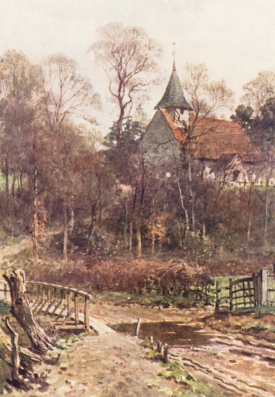 Iglesia de Pyrford, cerca de Woking (litografía en color) de Harold Sutton Palmer