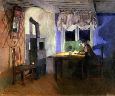 A la luz de la lámpara, 1890 de Harriet Backer
