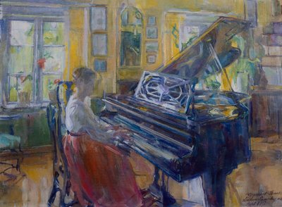 Música, interior de la rectoría de Loiten de Harriet Backer