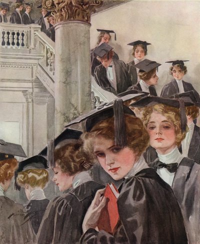Una educación liberal (litografía en color) de Harrison Fisher