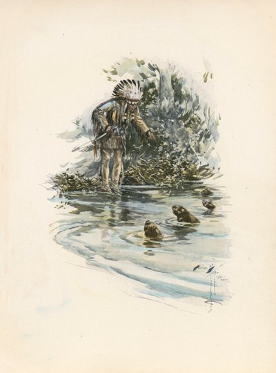 La canción de Hiawatha de Longfellow (litografía en color) de Harrison Fisher