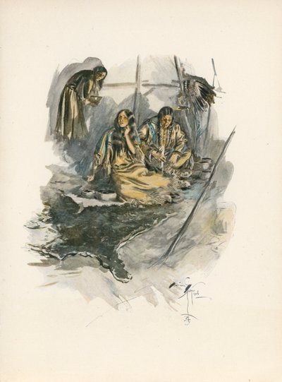 La canción de Hiawatha de Longfellow (litografía en color) de Harrison Fisher