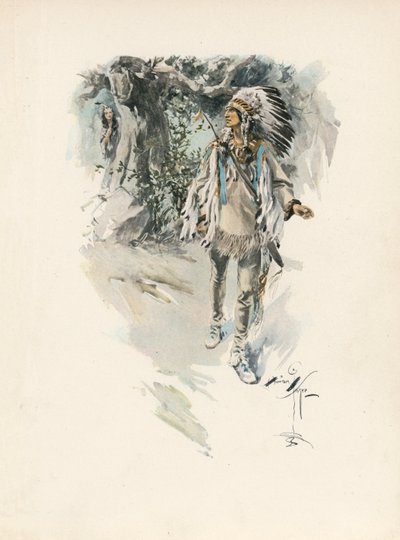 La canción de Hiawatha de Longfellow (litografía en color) de Harrison Fisher