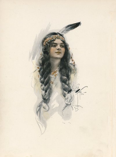 La canción de Hiawatha de Longfellow (litografía en color) de Harrison Fisher