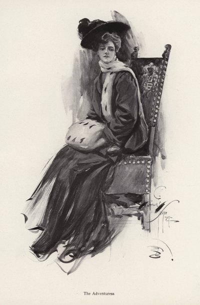 Retrato de una mujer con ropa de invierno de Harrison Fisher