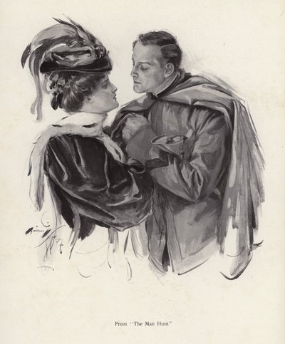 Escena de La caza del hombre de Harrison Fisher