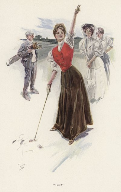 Mujer golfista en el campo de Harrison Fisher