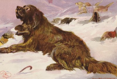 Alp Rescuing Uncle Peter (litografía en color) de Harrison William Weir