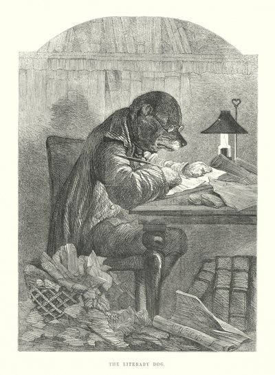 Perros graciosos: El perro literario (grabado) de Harrison William Weir