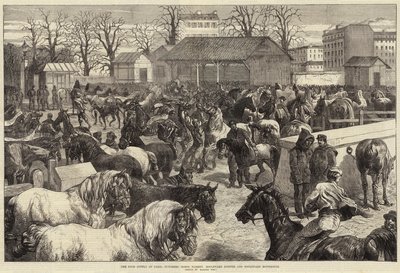 El suministro de alimentos de París, mercado de caballos de carniceros, Boulevard d