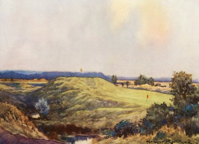 Campos de golf: Frilford Heath, acercándose al noveno green (litografía en color) de Harry (1878 1950) Rountree