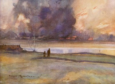 Campos de golf: Porthcowl, yendo al decimoctavo green (litografía en color) de Harry (1878 1950) Rountree