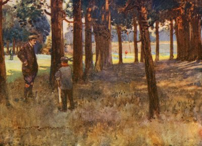 Campos de golf: Mildenhall, el resultado de un mal corte en la sexta (litografía en color) de Harry (1878 1950) Rountree