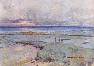 Campos de golf: Muirfield, los greens cuarto y decimocuarto (litografía en color) de Harry (1878 1950) Rountree