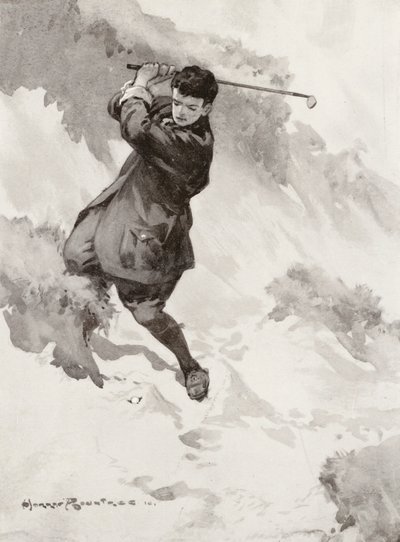 Campos de golf: Sandwich, jugando en el green desde "Hades" (litografía) de Harry (1878 1950) Rountree