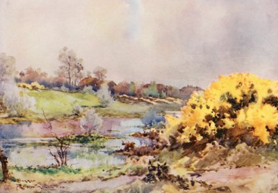 Campos de golf: Working, looking back at sixteenth green (litografía en color) de Harry (1878 1950) Rountree