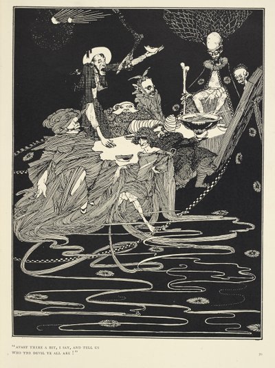 ¡Apártense un poco y dígannos quién demonios son todos ustedes!". De la historia del Rey Peste. de Harry Clarke