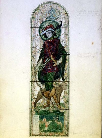 Diseño para una ventana de luz única con la figura de San Huberto de Harry Clarke