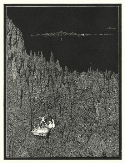 Edgar Allan Poe: El bicho de oro (litografía) de Harry Clarke