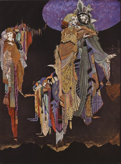 Edgard Allan Poe: El coloquio de Monos y Una (litografía en color) de Harry Clarke