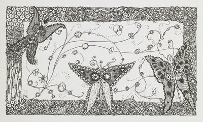 Ilustración para el cuento Riquet con el penacho. Un diseño de mariposa. de Harry Clarke