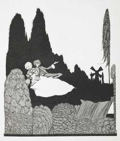 Ilustración para el cuento "El Maestro Gato o el Gato con Botas". de Harry Clarke