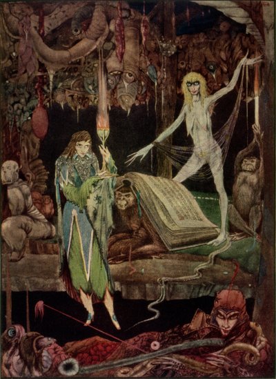 "Creo que un millón de tontos en el coro / están delirando y nunca se cansarán", ilustración de Faust de Goethe, traducida por John Anster de Harry Clarke